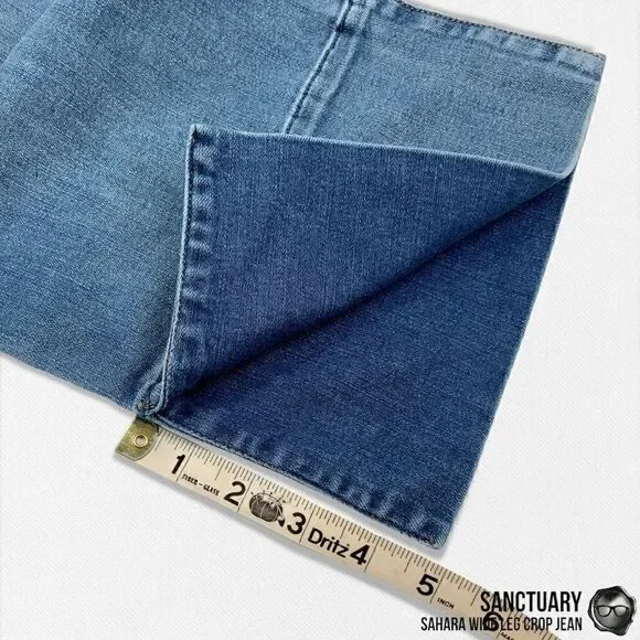 SANCTUARY SAHARA NON-CONFORMIST WIDE LEG CROP JEAN IN BLUE HORIZON WOMEN SIZE 30 - Picture 6 of 16